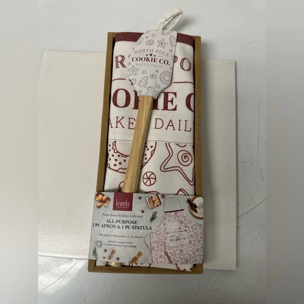 Red and White Apron and Spatula Set